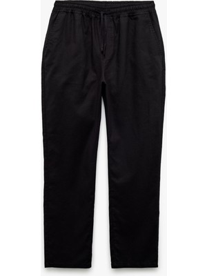 Koton Cep Detaylı Keten Pamuk Karışımlı Beli Bağcıklı Pantolon