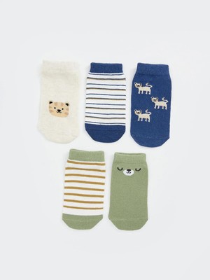 Lcw Baby  Baskılı Erkek Bebek Patik Çorap 5'li  (S5)