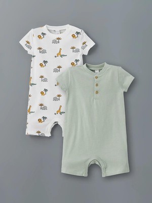 Lcw Baby  Bisiklet Yaka Erkek Bebek Penye Tulum 2'li  (S5)