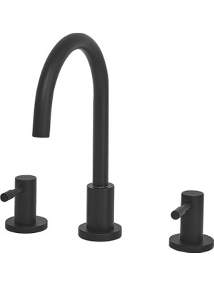 Sıpı Lavabo Bataryası, 3 Delikli, Pirinç Gövde, Su Tasarruflu, Kavisli Tasarım