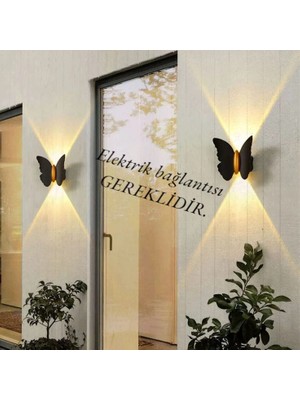 2 Adet Elektrikle Çalışır, 6 Watt Günışığı Ledli Kelebek Duvar Aplik Iç ve Dış Mekan IP65 Aplik