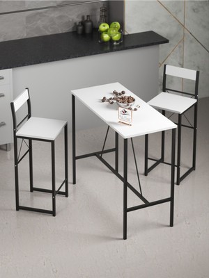 Retodesign Beyaz Good Bar Masa Takımı 1651B