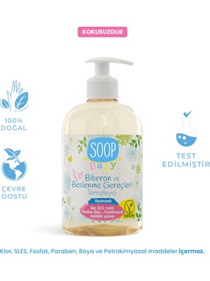 Soop Baby %100 Doğal Biberon Temizleyici 500 mL Oyuncak Bebek Çatal Bıçak Mama Tabağı Hipoalerjenik