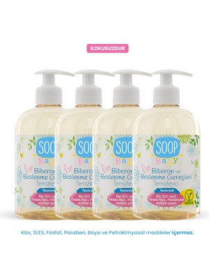 Soop Baby %100 Doğal Biberon Temizleyici 4x500 mL Oyuncak Bebek Çatal Bıçak Mama Tabağı
