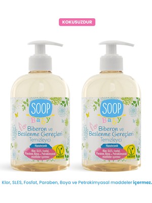 Soop Baby %100 Doğal Biberon Temizleyici 2x500 mL Oyuncak Bebek Çatal Bıçak Mama Tabağı