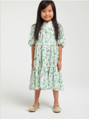 7-12 Yaş Arası Çiçekli Kız Çocuk Elbise