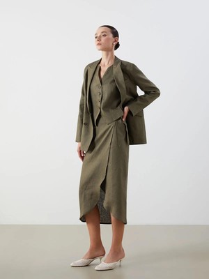 Lcwaıkıkı Classic  Beli Lastikli Keten Etek  (S5)