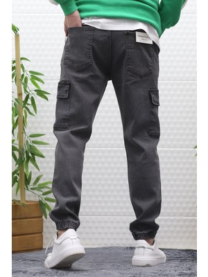 Erkek Boy Friend Kot Pantolon Kargo Cepli Bel ve Paça Lastikli