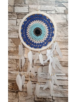 HD Marketim Düş Kapanı Makrome Dreamcatcher Nazar Boncuk Kuş Tüyü Rüya Kapanı Duvar Süsü Elişi