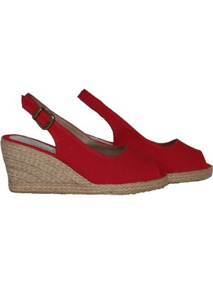 Gökçe Kundura Kadın Dolgu Topuklu Rahat Yazlık Keten Sandalet