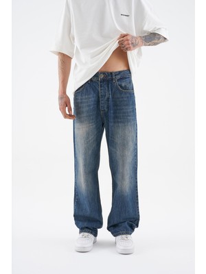 Erkek Ethnical Patterned Jean Dark Blue