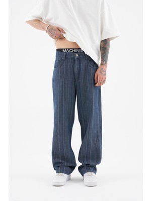 Erkek Ethnical Patterned Jean Mavi