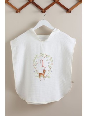 Tuğba Kuğu 4 Kat Müslin Panço - Harf Serisi - Little Deer - L Harfi