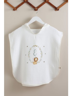 Tuğba Kuğu 4 Kat Müslin Panço - Harf Serisi - Little Lion - E Harfi