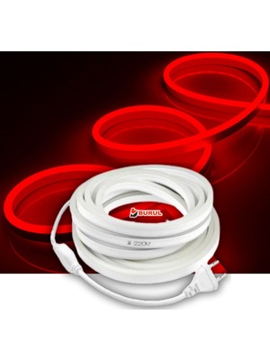 30 Metre Kırmızı Işık Neon Led Şerit Dış Mekan Silikonlu Esnek Dekoratif Aydınlatma 220v Fiş Sb-6509