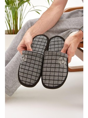 Moda Devrin Gri Kadın Ev Terliği Kışlık Misafir Terliği Kauçuk Taban ile Konforlu Kullanım