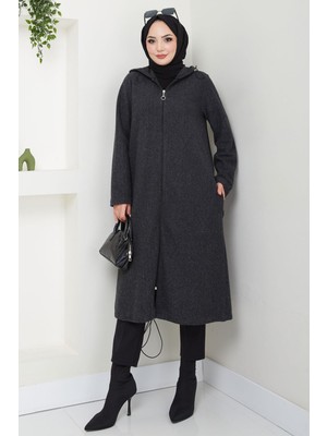 Fermuarlı Kapüşonlu Kap Antrasit HM2636