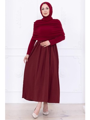 Drapeli Elbise Bordo HM2780