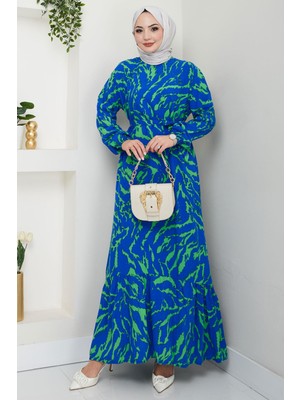 Lisa Viskon Elbise Mavi HM2687