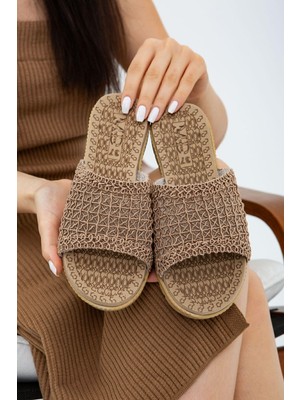 Vizon Önü Açık Hasır Örgü Dış Mekan Ve Ev Terliği