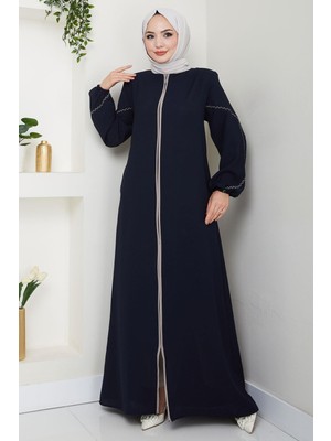 Kolları Nakışlı Ferace Lacivert HM2721