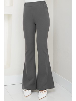 Beli Lastikli Ispanyol Paça Kumaş Pantolon Füme HM2781