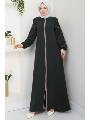 Kolları Nakışlı Ferace Haki HM2721