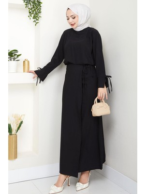Bağcık Detaylı Etekli Takım Siyah HM2724