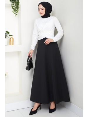 Bisiklet Yaka Büzgülü Sandy Bluz Beyaz HM2765