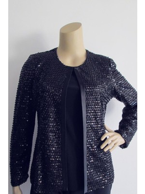 Büyük Beden 3944 Lacivert Ceket+Bluz Takım