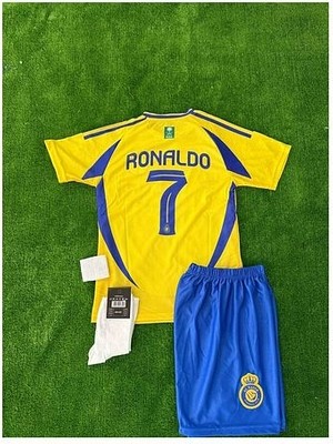 Cristiano Ronaldo Al-Nassr Iç Saha Yeni Sezon Çocuk Forma T-Shrt Takımı Çorap+Bileklik Yanında