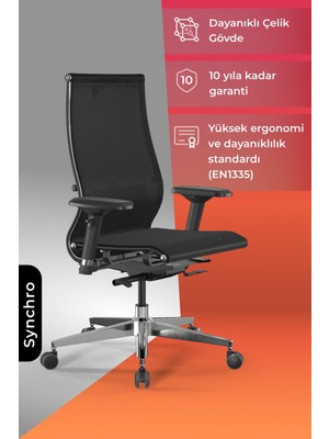 Metta Ergolife Synchrosit 10 Ergonomik Ofis Sandalyesi | Tekerlekli, Fileli Çalışma Sandalyesi-1FC.3.1.544