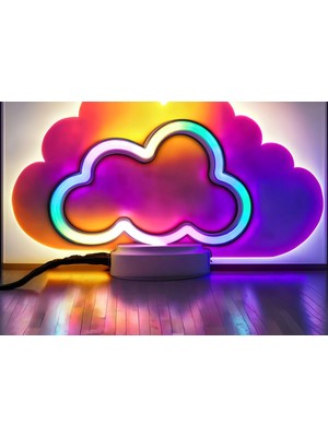 Işık Kasabası Neon Bulut Dekoratif Gece Lambası Hediye Kutusu LED