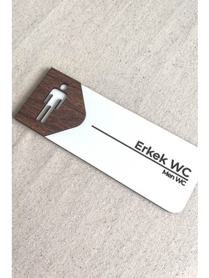 Erkek Wc Kapı Tabelası – Tuvalet Yönlendirme Levhası | 19X7 cm Çift Katmanlı