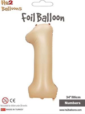 1 Rakam Karamel Folyo Balon 34"