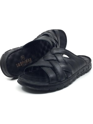 Taşpınar Içi Dışı %100 Hakiki Deri Ortopedik Erkek Günlük Yazlık Rahat Terlik Sandalet 40-45