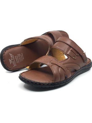 Luis Figo %100 Hakiki Deri Ortopedik Erkek Büyük Numara Sandalet Terlik 40-48