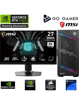 Go Gamer GA945DK AMD Ryzen 7 7800X3D / 64GB DDR5 5200MHz / 2TB NVMe m.2 SSD / RTX 5060Ti 16GB / 360mm Sıvı Soğutma / MSI 27" 2K 180Hz. / AMD Gaming Paket