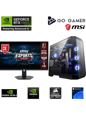 Go Gamer GA702DP AMD Ryzen 7 5700X / 64GB 3200MHz / 2TB NVMe m.2 SSD / RTX5060Ti 16GB / MSI 27" 180Hz. / AMD Gaming Paket