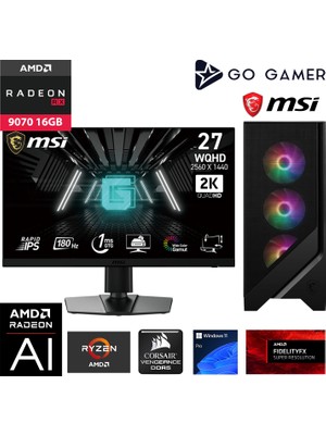 Go Gamer GA373DC AMD Ryzen 5 7600 / 64GB DDR5 5200MHz / 2TB NVMe m.2 SSD / RX 9070 16GB / MSI 27" 2K 180Hz. / AMD Gaming Paket