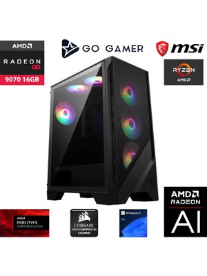 Go Gamer GA1205 AMD Ryzen 7 9700X / 64GB DDR5 5200MHz / 2TB NVMe m.2 SSD / RX 9070 16GB / 240mm Sıvı Soğutma / AMD Gaming Paket