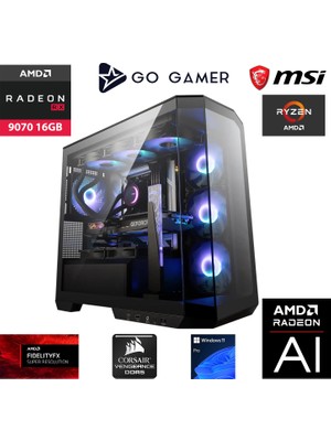 Go Gamer GA1321P AMD Ryzen 7 9800X3D / 128GB DDR5 5200MHz / 1TB NVMe m.2 SSD / RX 9070 16GB / 240mm Sıvı Soğutma / AMD Gaming Paket