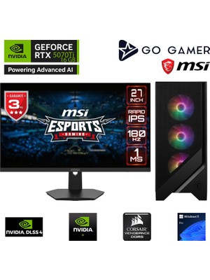 Go Gamer GA1963D AMD Ryzen 9 9900X / 256GB DDR5 5600Mhz / 1TB NVMe m.2 SSD / RTX 5070Ti 16GB / 240mm Sıvı Soğutma / MSI 27" 180Hz. / AMD Gaming Paket
