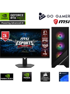 Go Gamer GA2049D AMD Ryzen 9 9950X / 32GB DDR5 5600MHz / 1TB NVMe m.2 SSD / RTX 5060Ti 16GB / 240mm Sıvı Soğutma / MSI 27" 180Hz. / AMD Gaming Paket