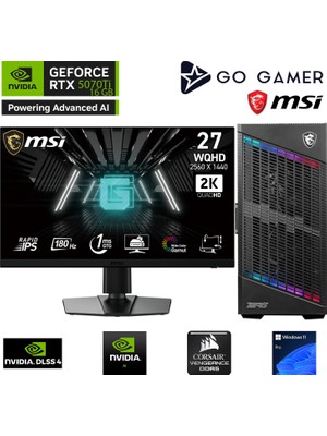 Go Gamer GA1528DK AMD Ryzen 9 7900X / 32GB DDR5 5600MHz / 1TB NVMe m.2 SSD / RTX 5070Ti 16GB / 240mm Sıvı Soğutma / MSI 27" 2K 180Hz. / AMD Gaming Paket