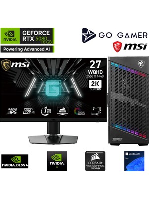 Go Gamer GA1578DK AMD Ryzen 9 7900X / 256GB DDR5 5600Mhz / 2TB NVMe m.2 SSD / RTX 5080 16GB / 240mm Sıvı Soğutma / MSI 27" 2K 180Hz. / AMD Gaming Paket