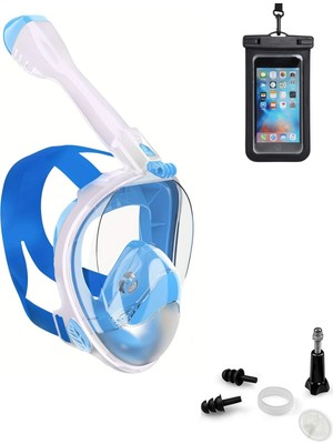 UmoTech Tam Yüz 180° Panoramik Şnorkel Dalış Maskesi –kamera Montajlı, Buğu Önleyici Fullface Şnorkel