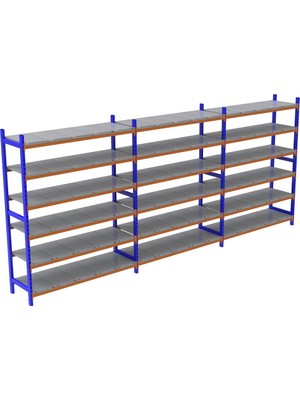 Rafburada 6 Katlı 3'lü Depo Rafı - 300-350 Kg Taşıma Kapasiteli Hafif Rack Raf