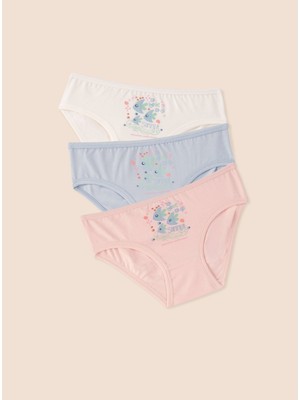 Kız Çocuk Organik Pamuklu Likralı Külot Summer 3'lü Paket