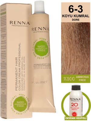 Renna Amonyaksız Bitkisel Yıpranmış Saçlar İçin Saç Boyası 6-3 Koyu Kumral 60 ml